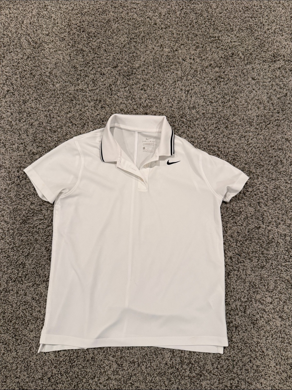 Nike White Polo with Black Trim and Swoosh Accent